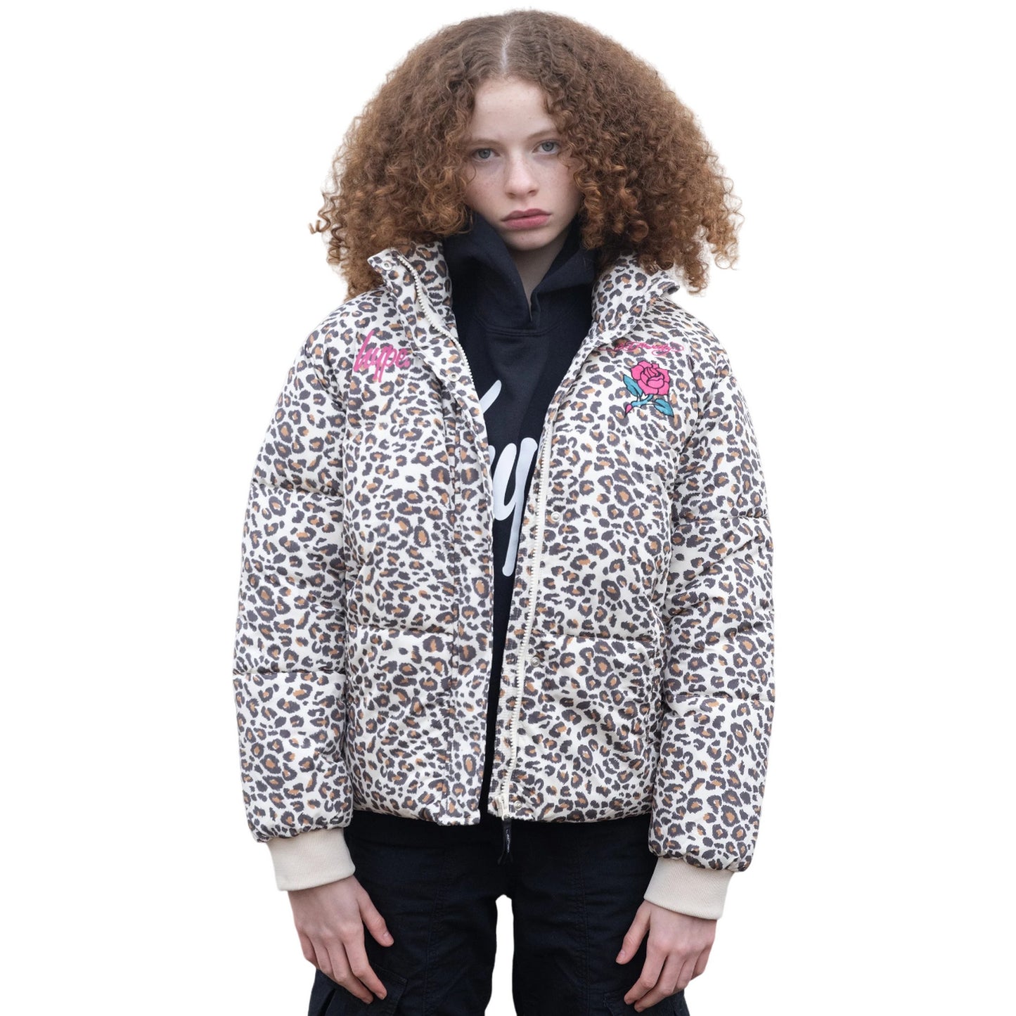 Multicoloured - Front - Hype Girls Leopard Ed Hardy Cropped Jacket