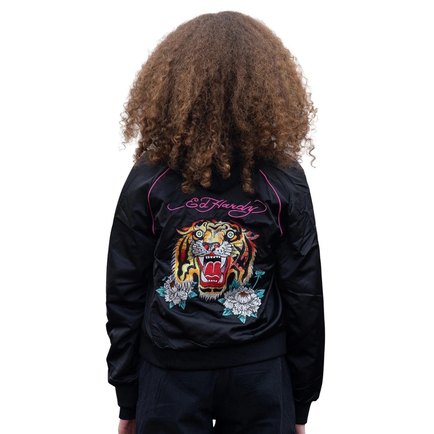 Black - Back - Hype Girls Roaring Tiger Ed Hardy Bomber Jacket