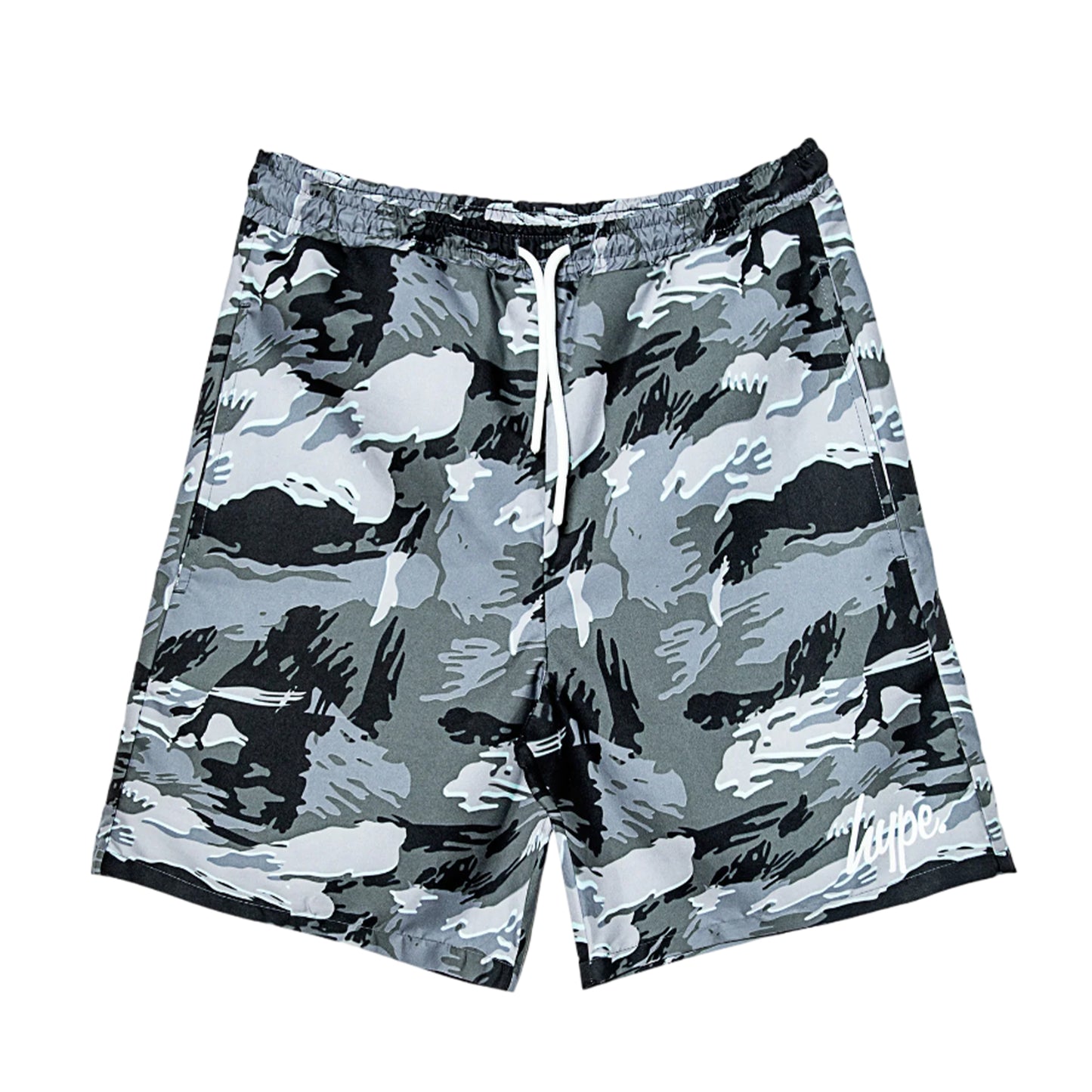 Grey-Black-White - Front - Hype Boys Gloom Camo Swim Shorts