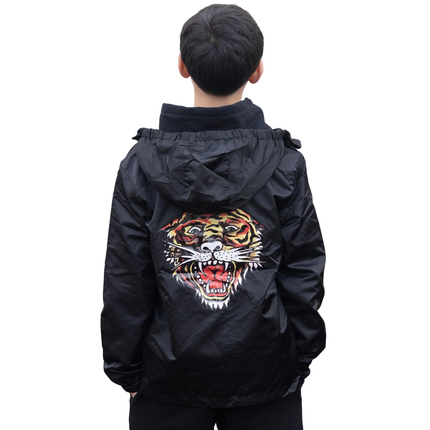 Black - Back - Hype Childrens-Kids Ed Hardy Lightweight Hooded Jacket