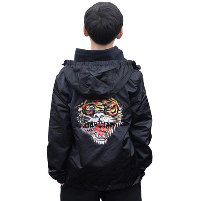 Black - Back - Hype Childrens-Kids Ed Hardy Lightweight Hooded Jacket