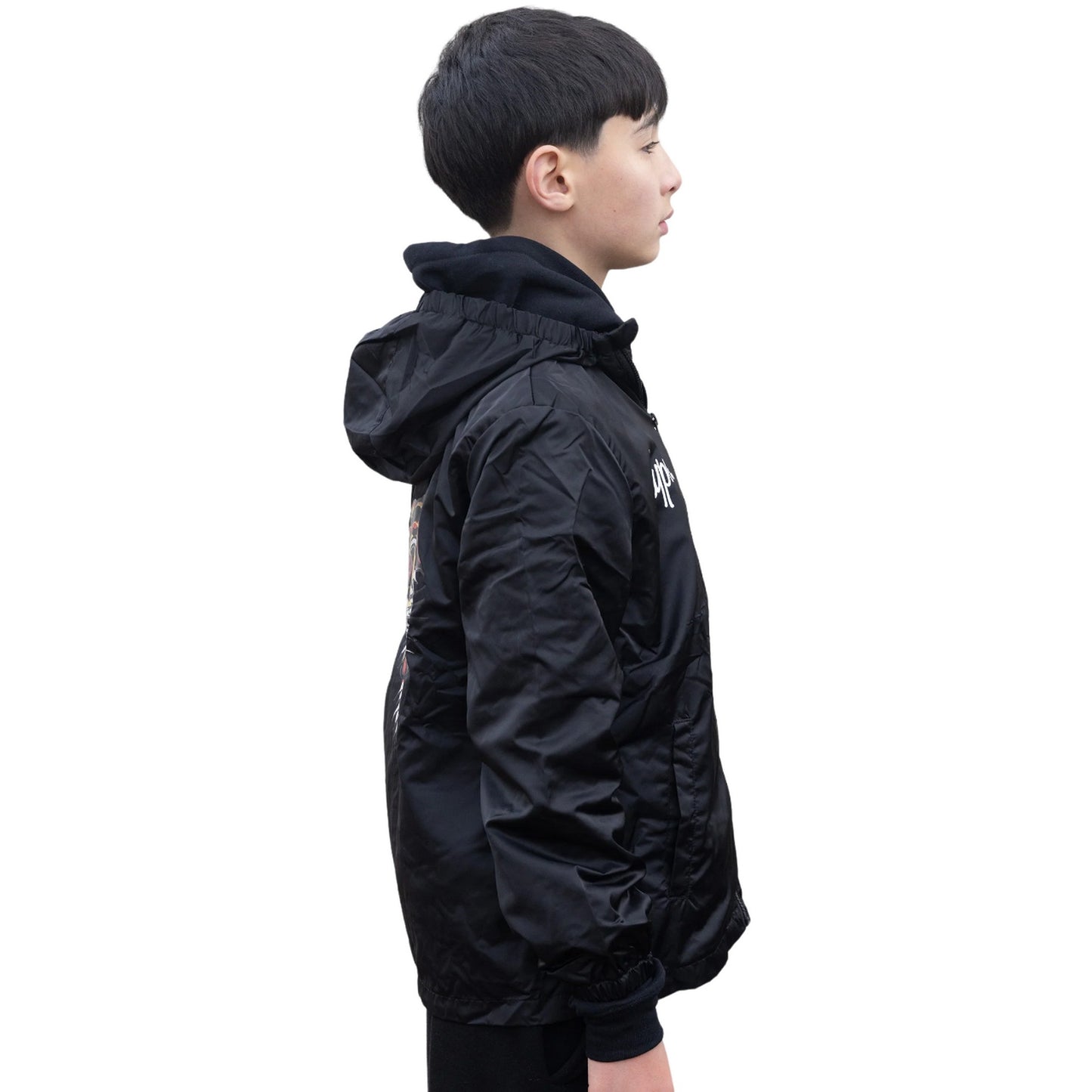 Black - Side - Hype Childrens-Kids Ed Hardy Lightweight Hooded Jacket