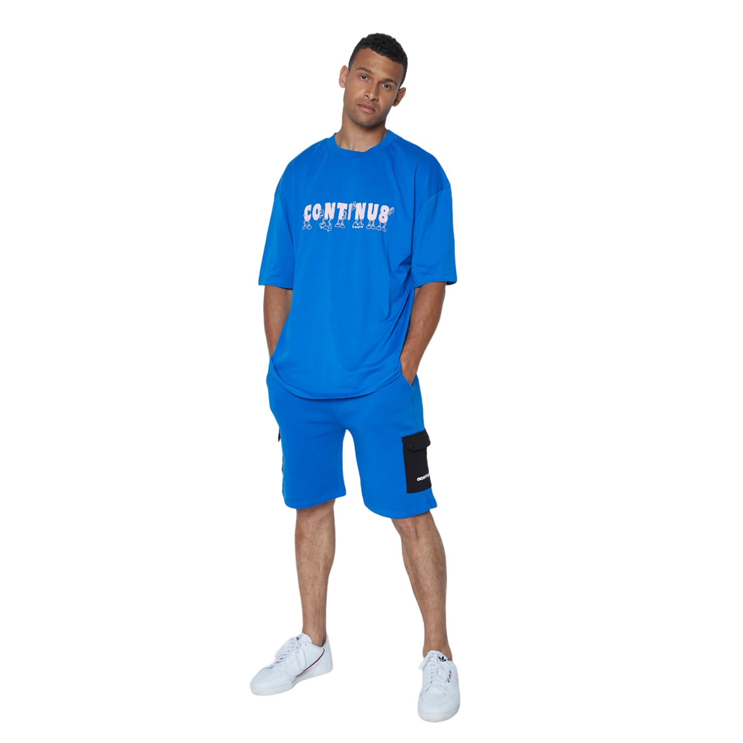 Cobalt - Side - Hype Unisex Adult Continu8 Boxy T-Shirt