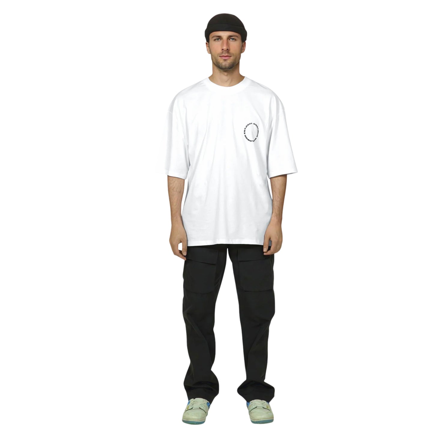 White - Side - Hype Unisex Adult Around The World Continu8 Boxy T-Shirt