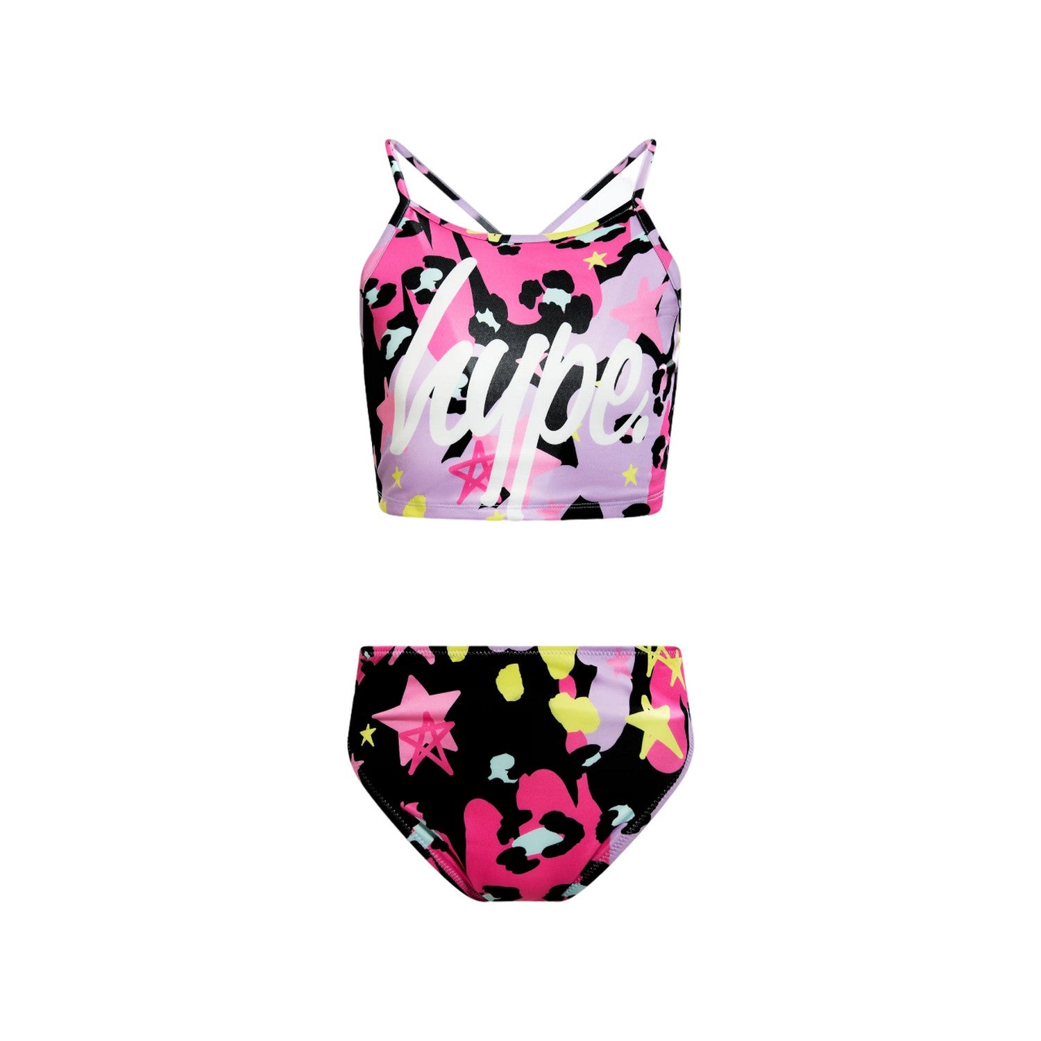 Multicoloured - Side - Hype Girls Leopard Doodle Bikini