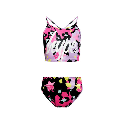 Multicoloured - Side - Hype Girls Leopard Doodle Bikini