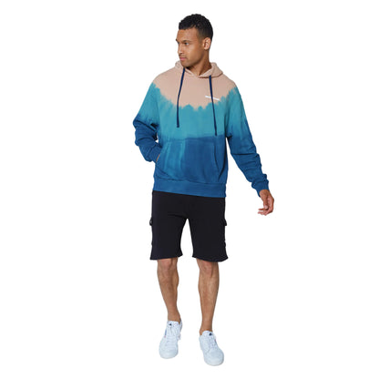 Beige-Navy - Side - Hype Unisex Adult Tie Dye Mushroom Continu8 Boxy Hoodie