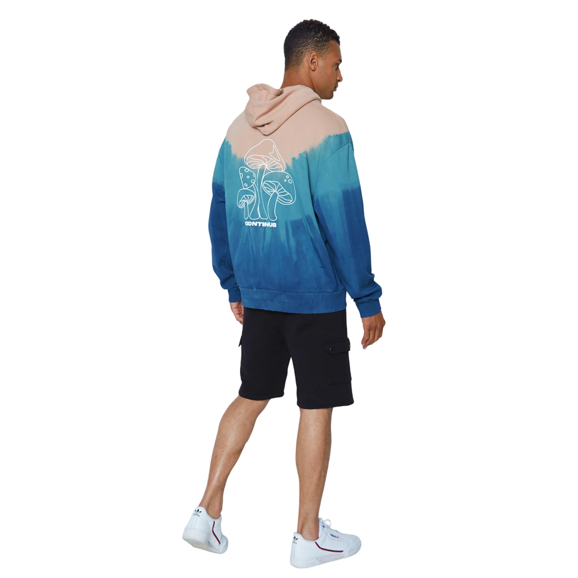 Beige-Navy - Lifestyle - Hype Unisex Adult Tie Dye Mushroom Continu8 Boxy Hoodie
