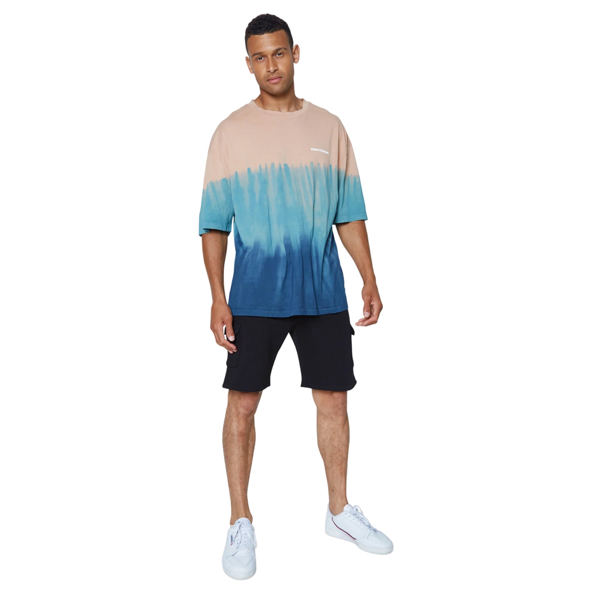 Beige-Navy - Side - Hype Unisex Adult Tie Dye Mushroom Continu8 Boxy T-Shirt
