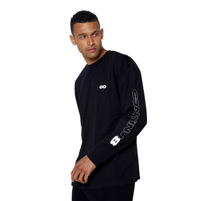 Black - Front - Hype Unisex Adult Continu8 Boxy Long-Sleeved T-Shirt