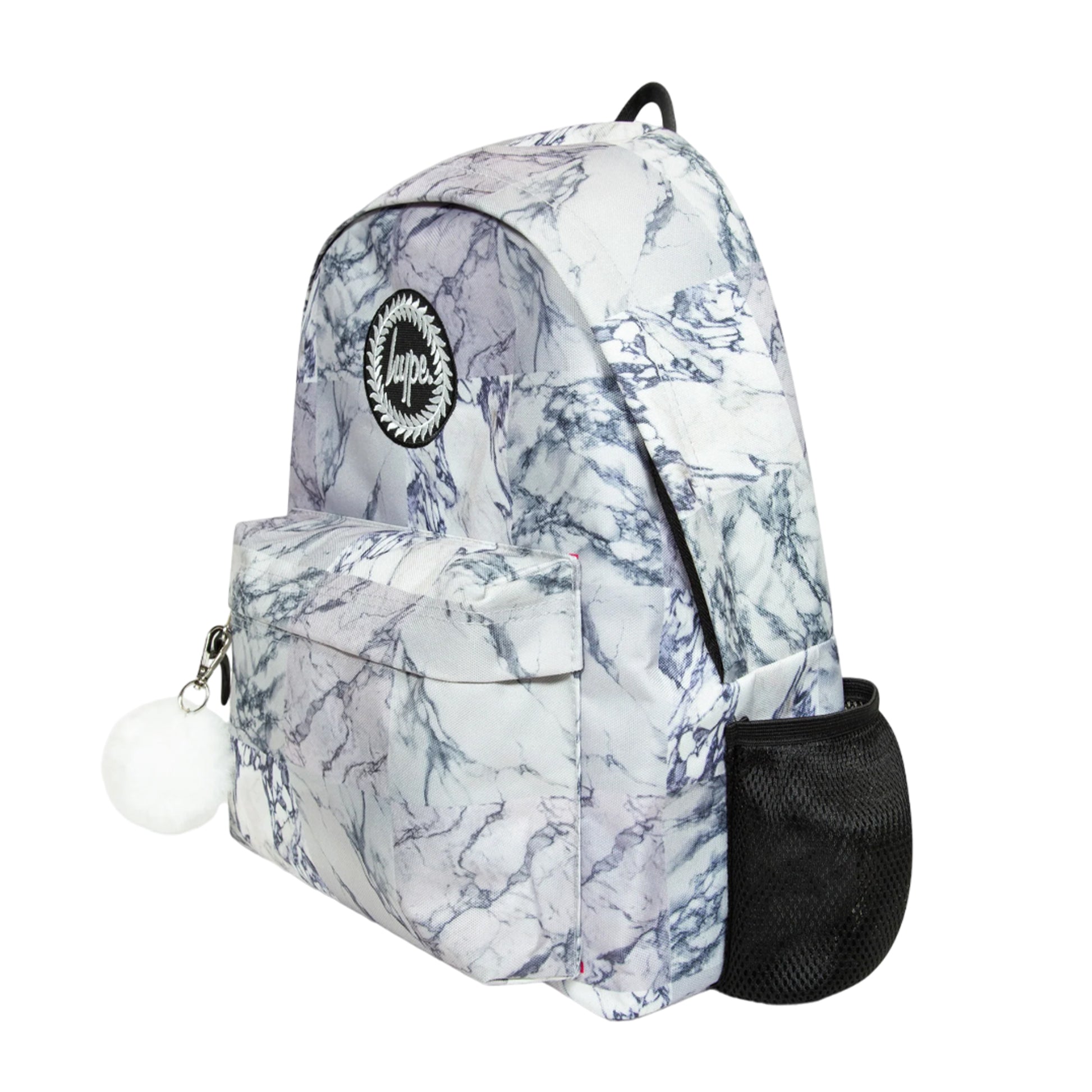 White - Side - Hype Grey Marble Backpack