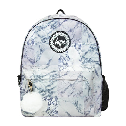 White - Front - Hype Grey Marble Backpack