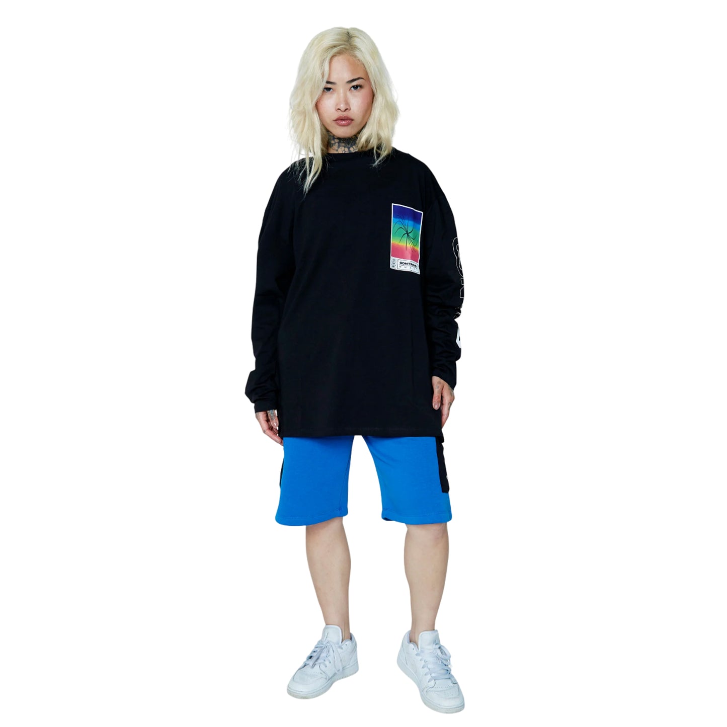 Black - Side - Hype Unisex Adult Square Spectrum Continu8 Boxy T-Shirt