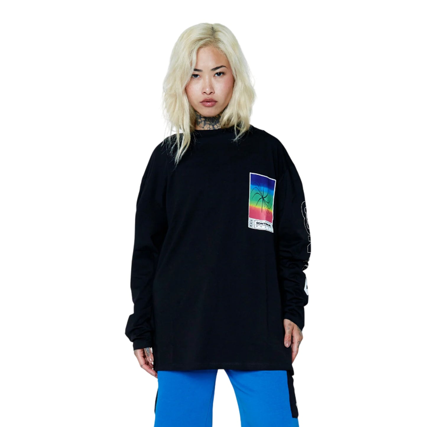 Black - Front - Hype Unisex Adult Square Spectrum Continu8 Boxy T-Shirt