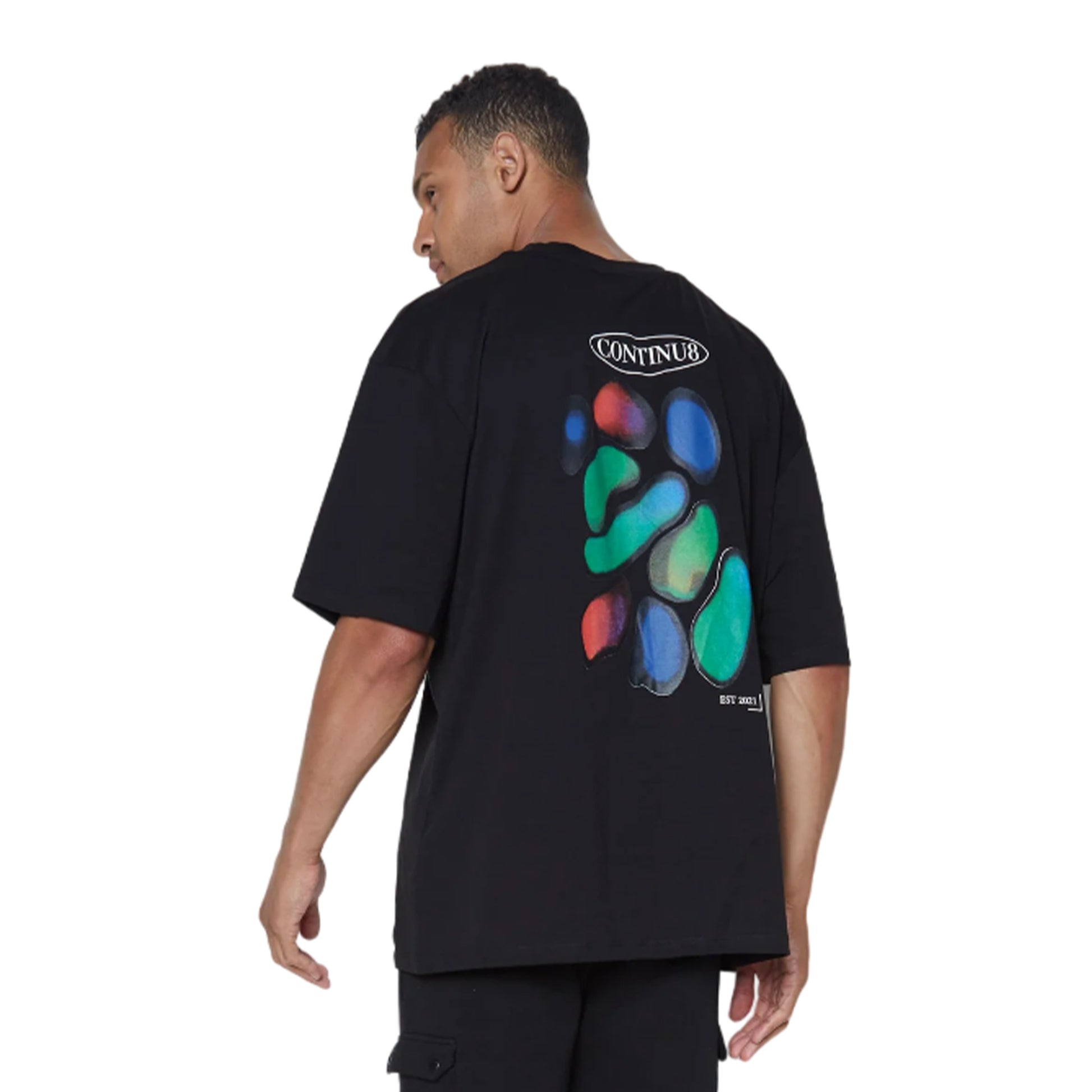 Black - Back - Hype Unisex Adult Blob Continu8 Boxy T-Shirt