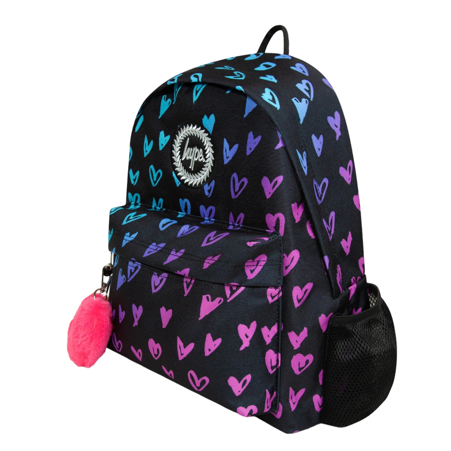 Black-Blue-Purple - Side - Hype Scribble Heart Backpack
