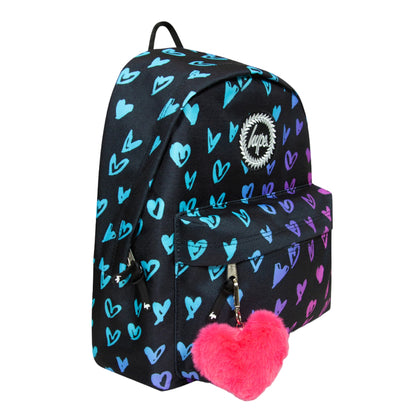 Black-Blue-Purple - Lifestyle - Hype Scribble Heart Backpack
