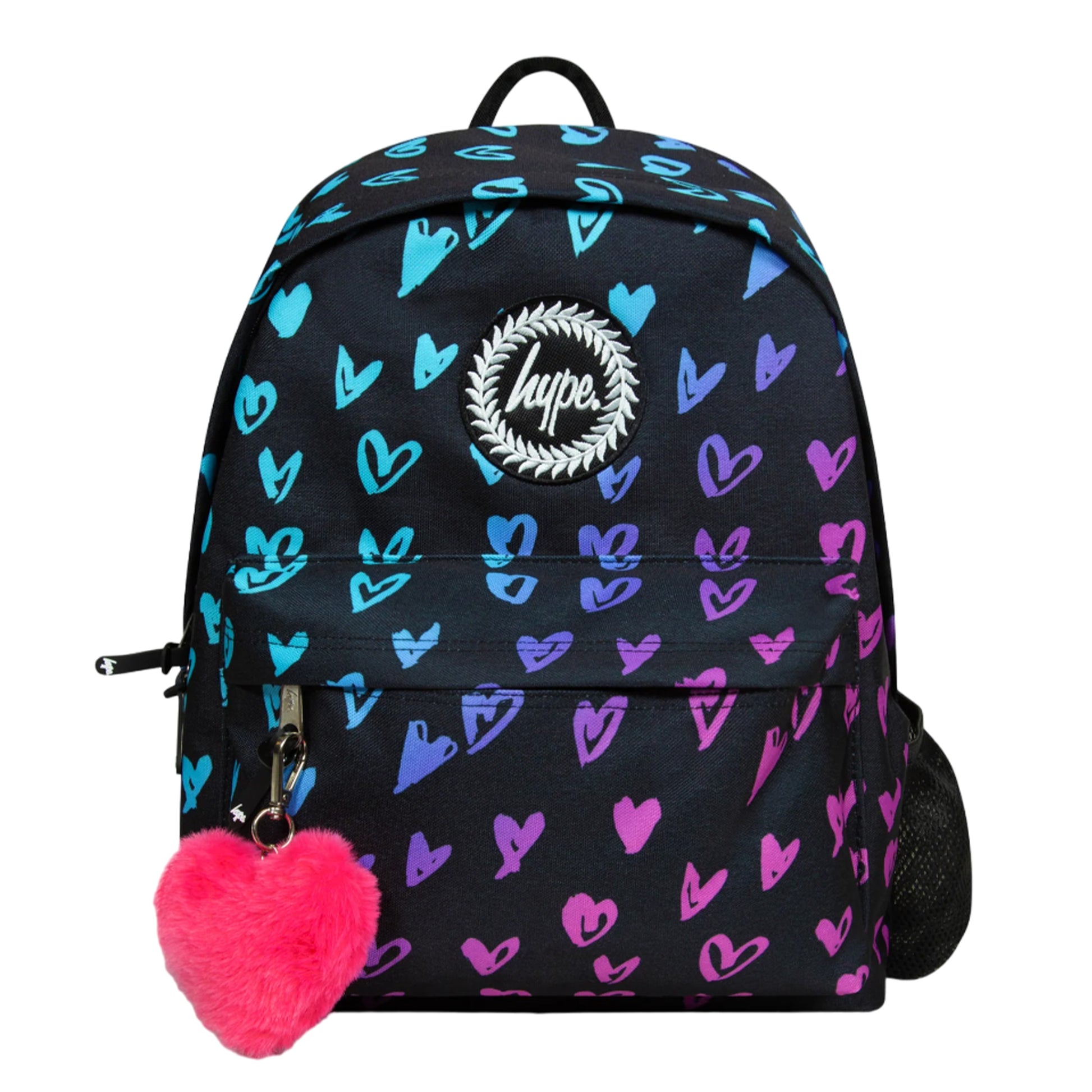 Black-Blue-Purple - Front - Hype Scribble Heart Backpack