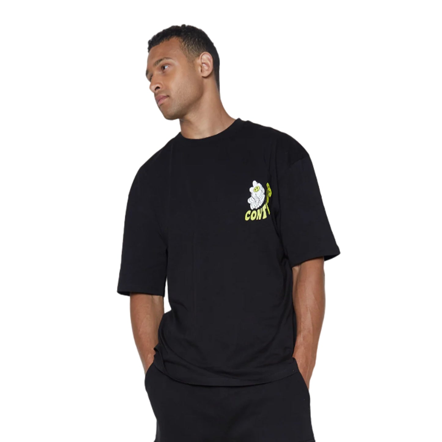 Black - Front - Hype Unisex Adult Dont Pick Flowers Continu8 Boxy T-Shirt