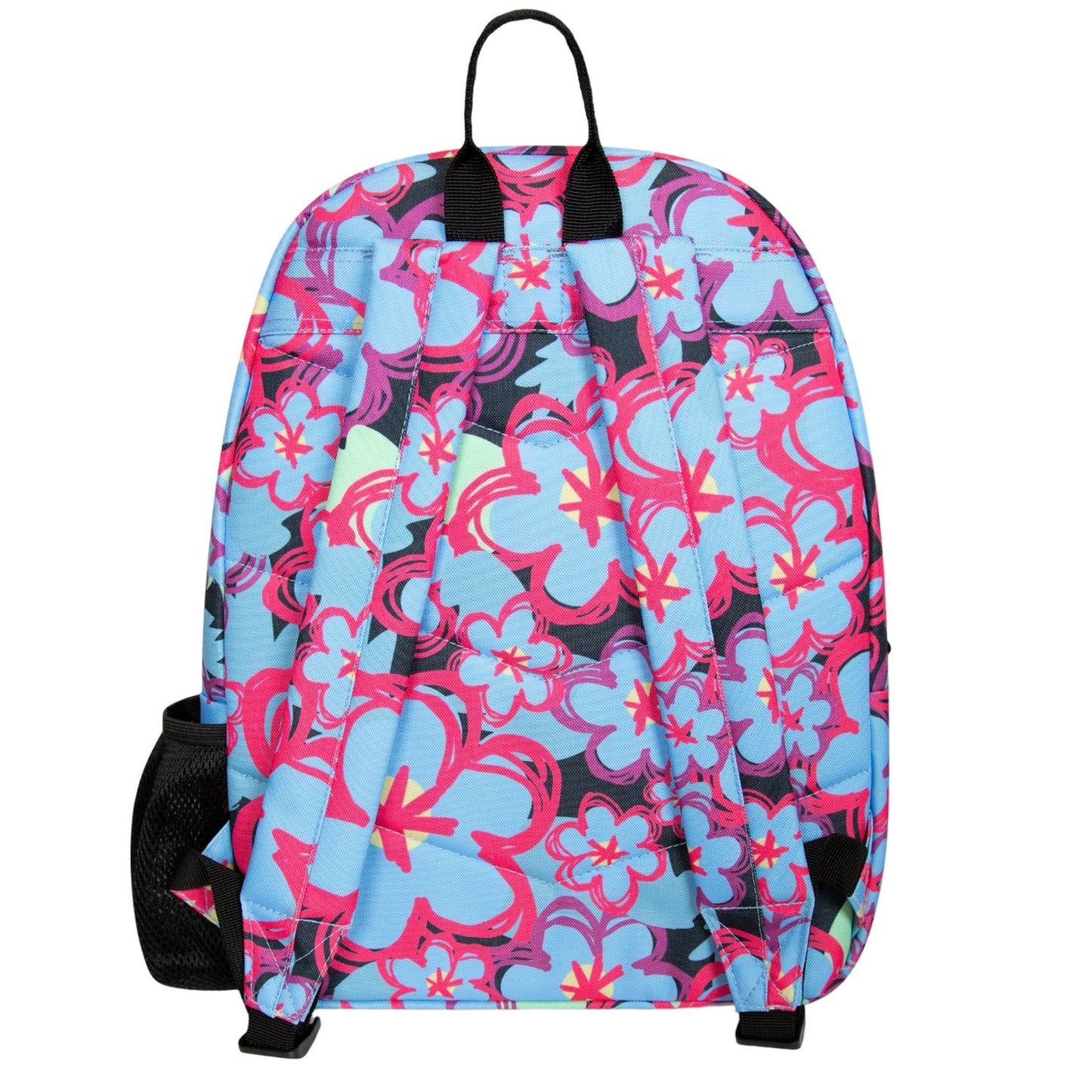 Blue-Black-Red - Back - Hype Blue Flowers Backpack