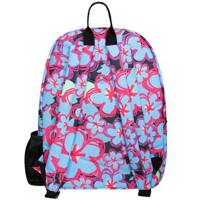 Blue-Black-Red - Back - Hype Blue Flowers Backpack