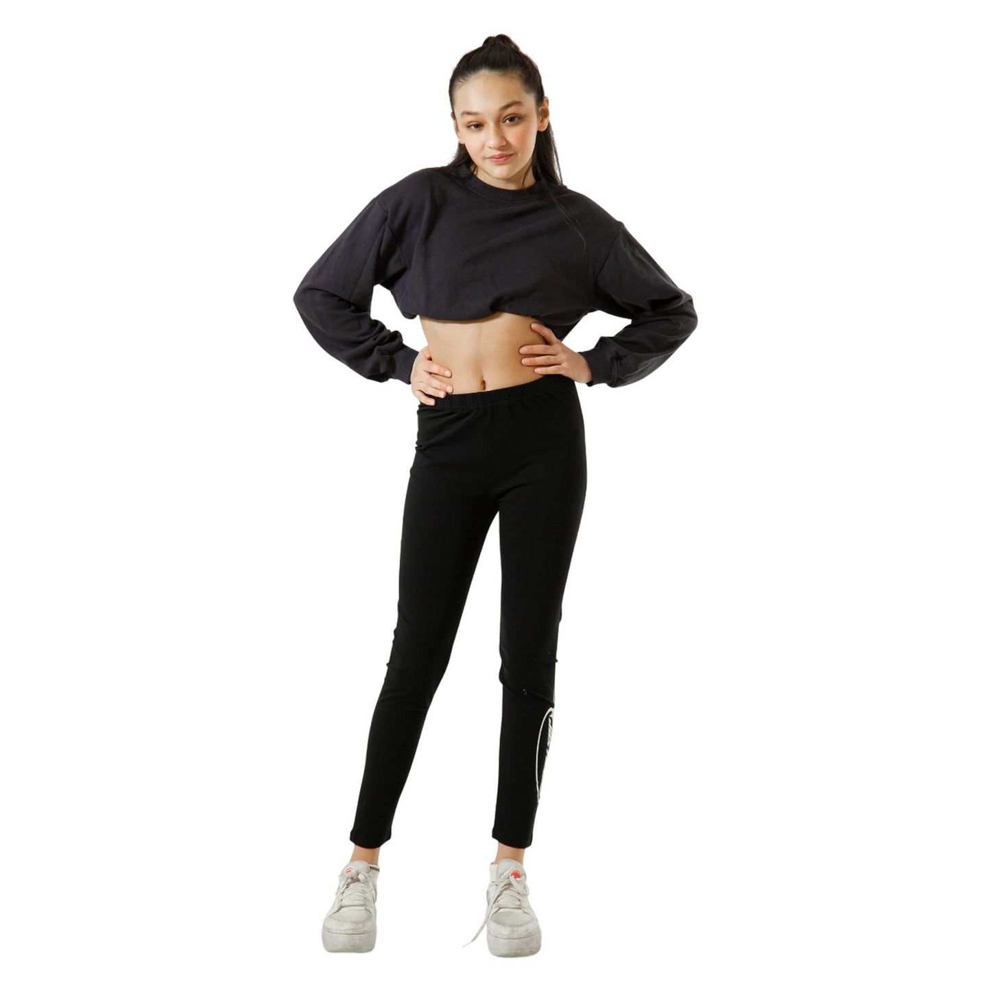 Black - Lifestyle - Hype Girls Y2K Logo Leggings