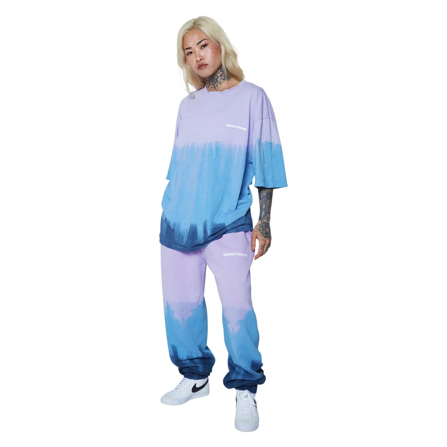 Purple-Blue - Front - Hype Unisex Adult Tie Dye Skater Globe Continu8 Boxy T-Shirt