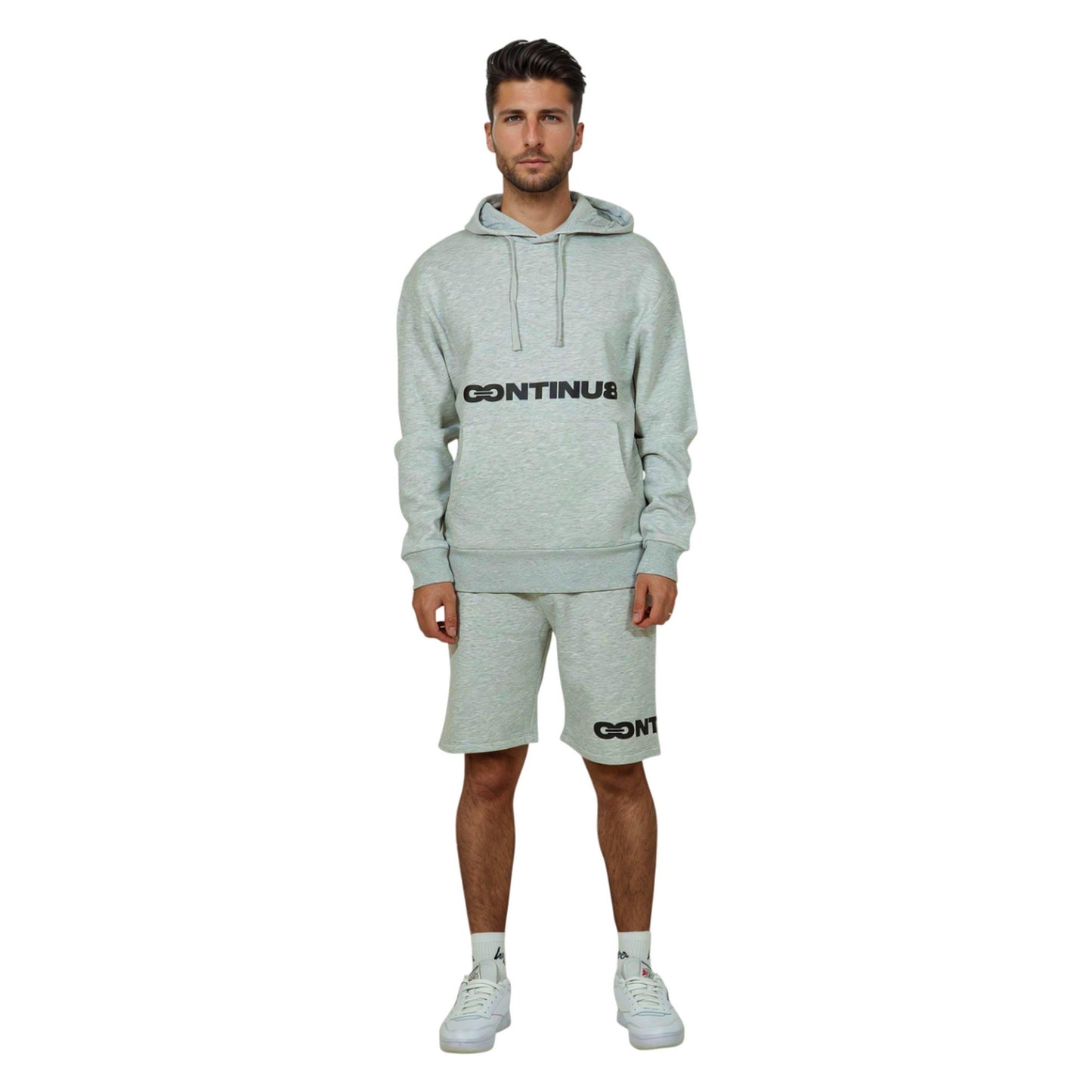 Grey - Back - Hype Unisex Adult Marl Continu8 Boxy Hoodie