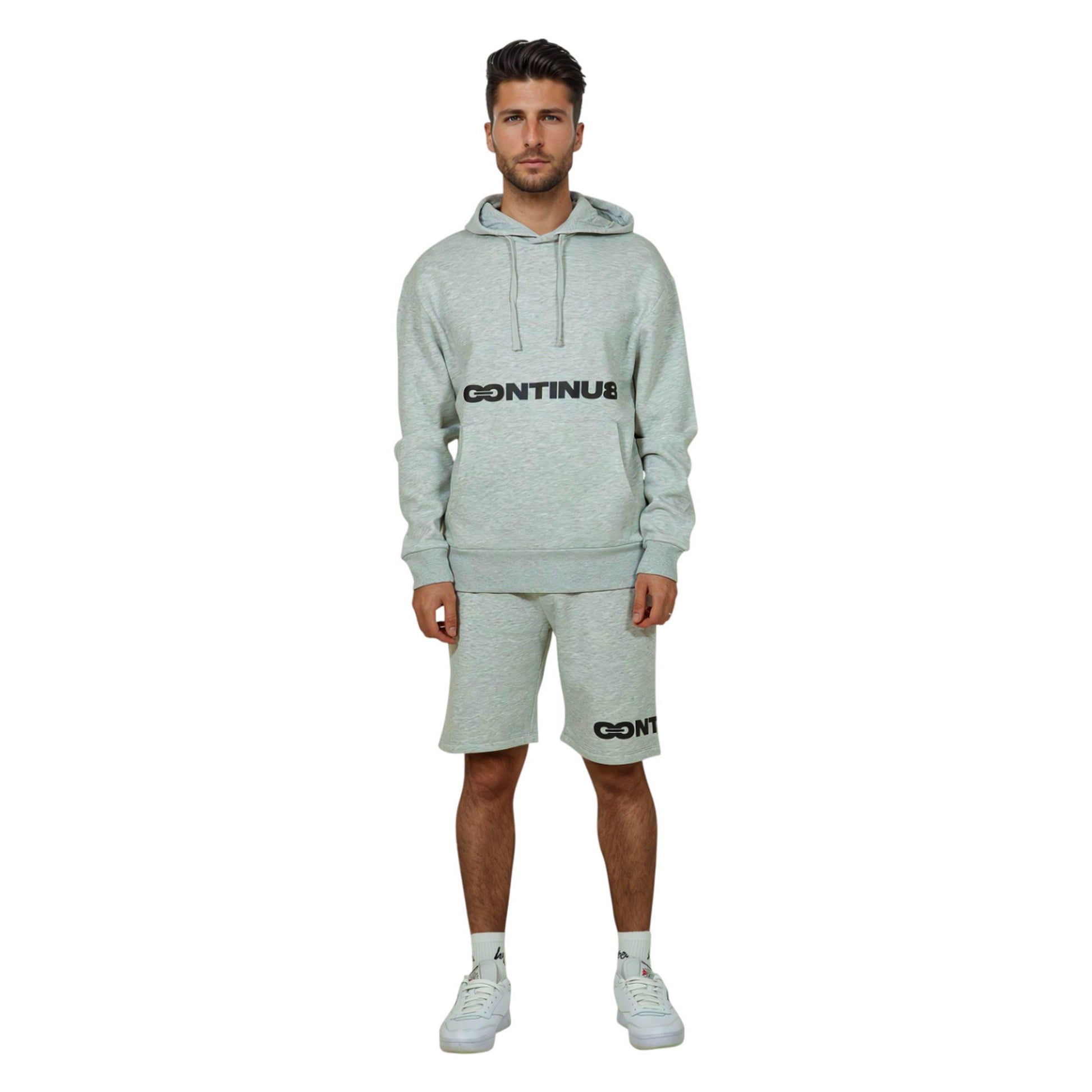 Grey - Back - Hype Unisex Adult Marl Continu8 Boxy Hoodie