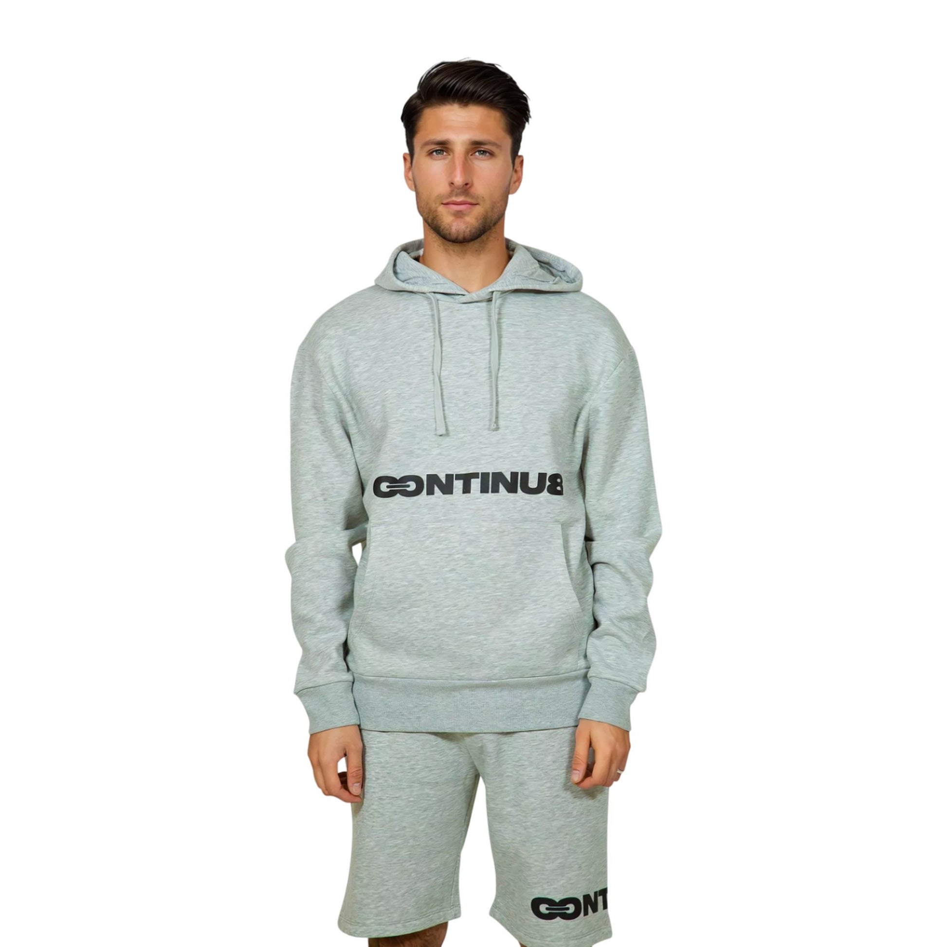 Grey - Front - Hype Unisex Adult Marl Continu8 Boxy Hoodie
