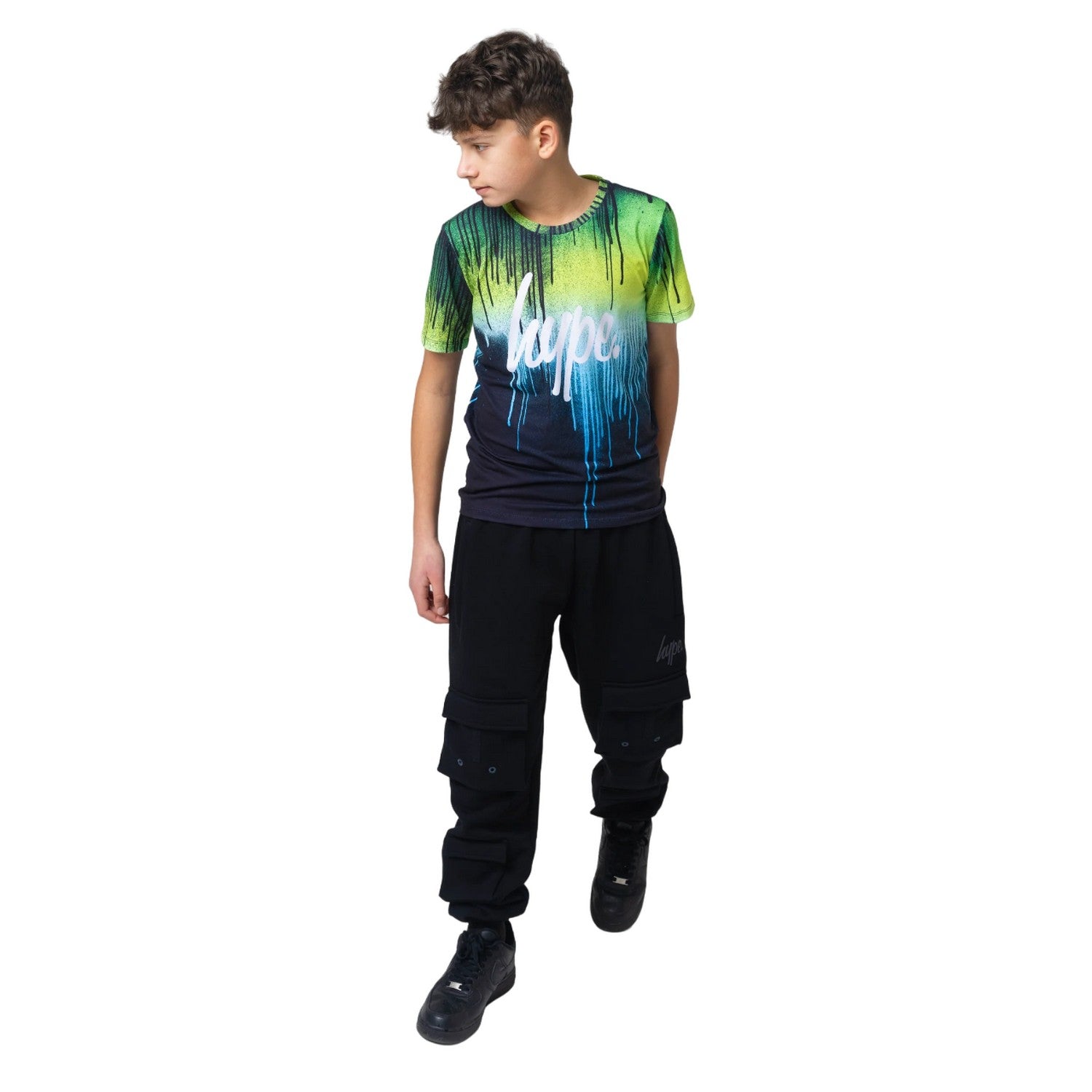 Green-Blue-White - Side - Hype Boys Drips T-Shirt
