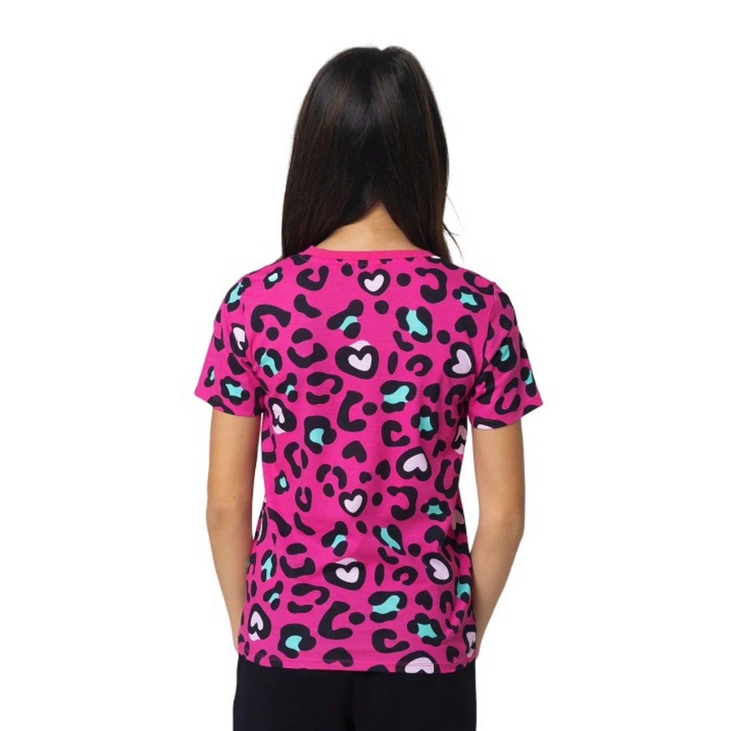 Pink-White - Back - Hype Girls Leopard Print T-Shirt (Pack of 2)