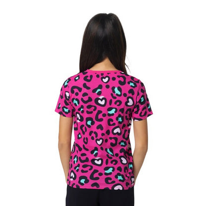 Pink-White - Back - Hype Girls Leopard Print T-Shirt (Pack of 2)