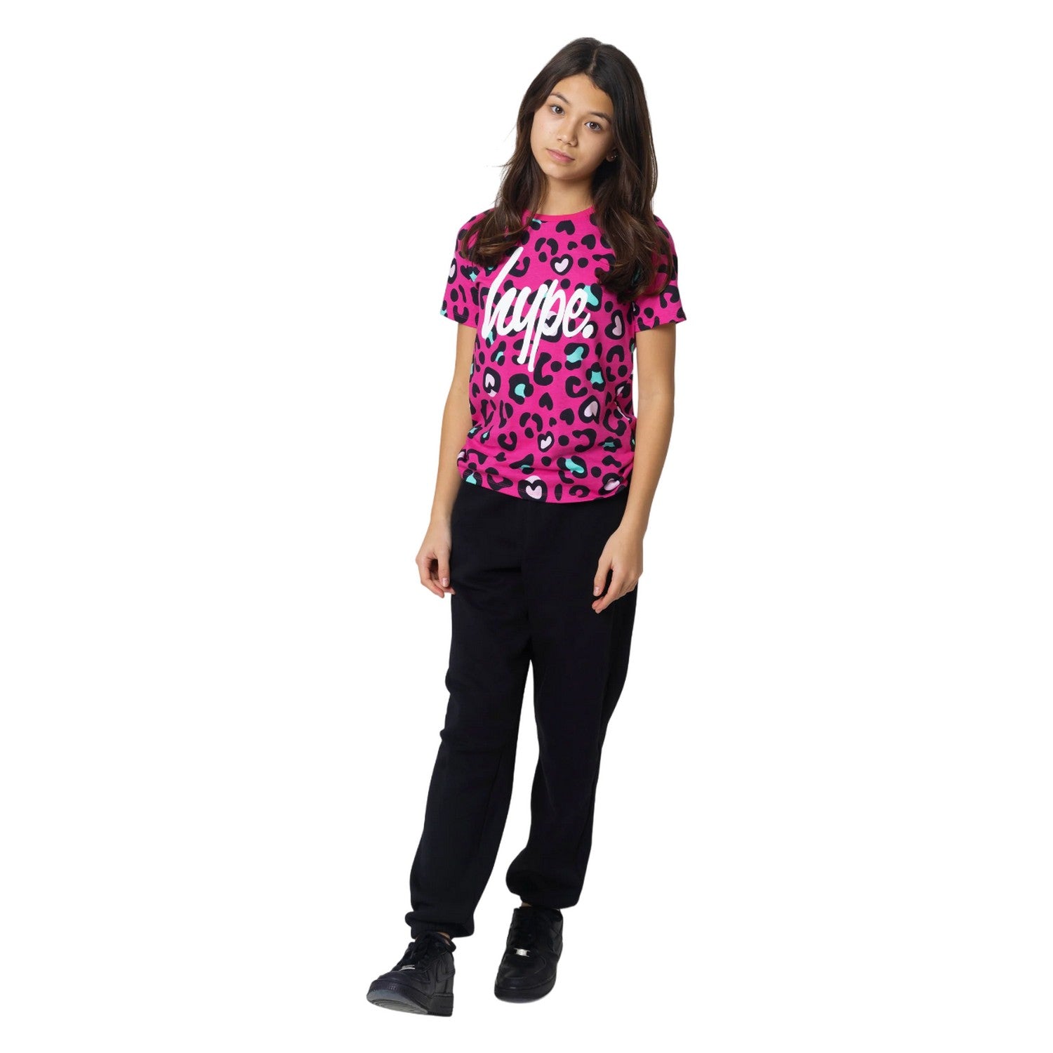 Pink-White - Side - Hype Girls Leopard Print T-Shirt (Pack of 2)
