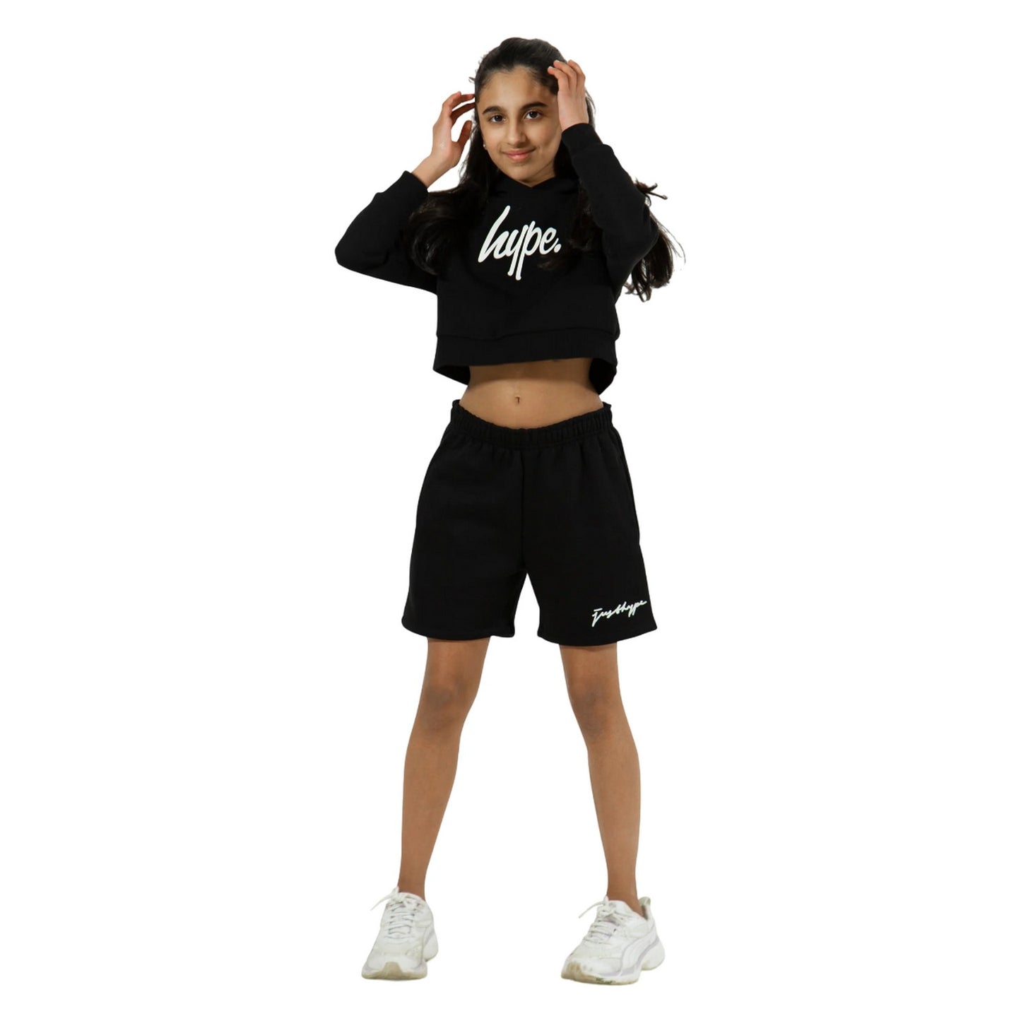 Black-White - Side - Hype Girls Scribble Shorts