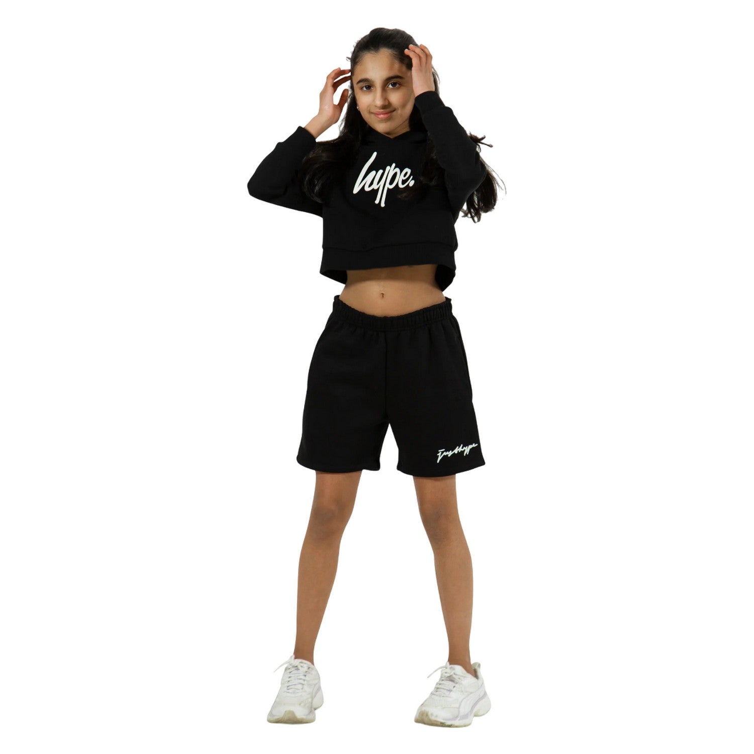 Black-White - Side - Hype Girls Scribble Shorts