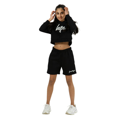 Black-White - Side - Hype Girls Scribble Shorts