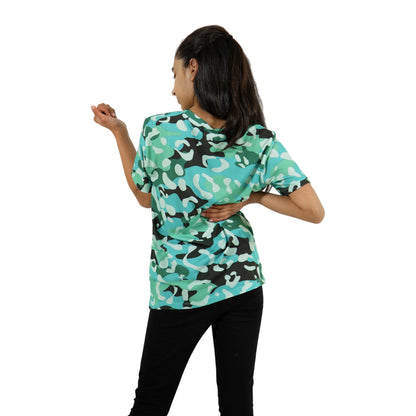 Teal - Back - Hype Girls Leopard T-Shirt