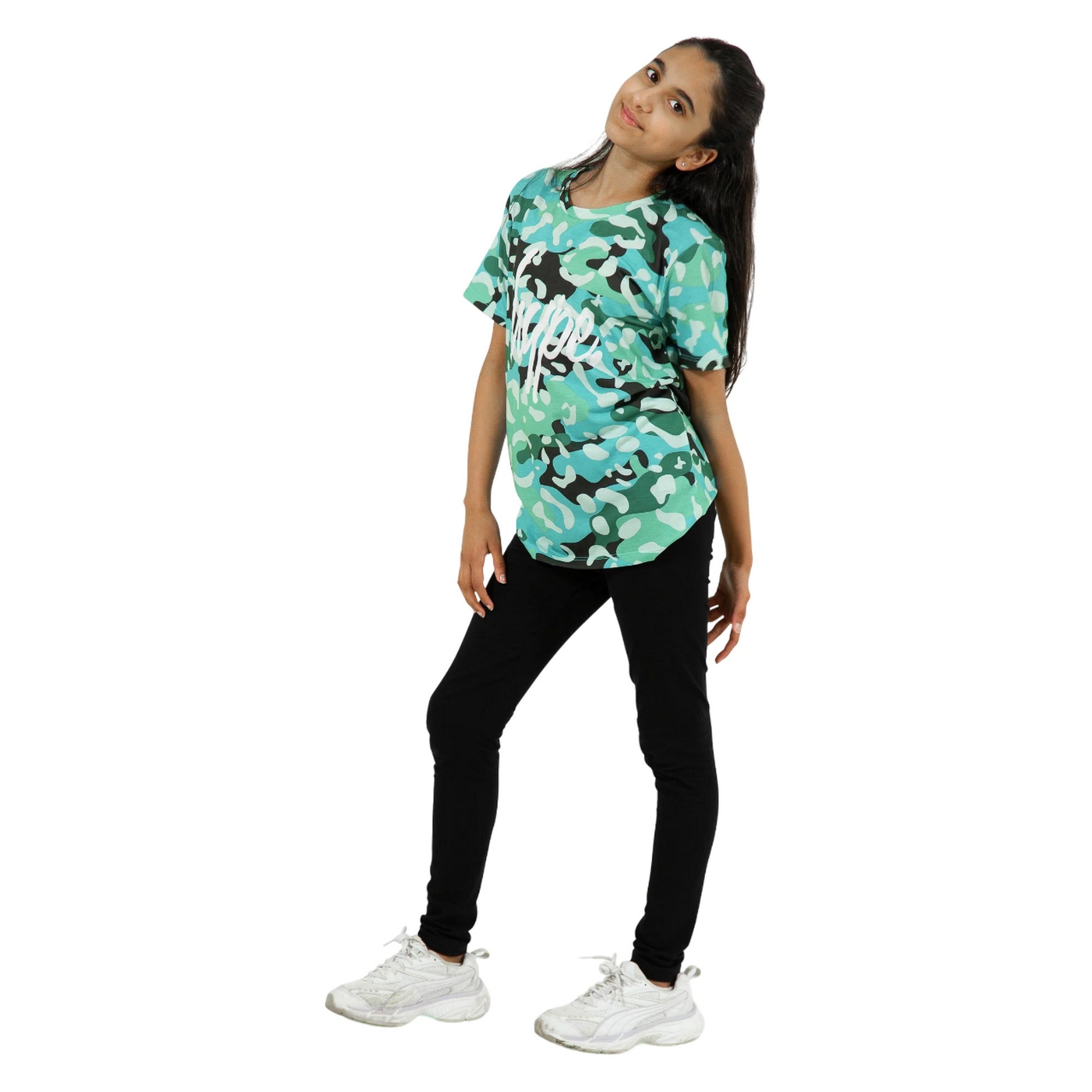 Teal - Side - Hype Girls Leopard T-Shirt