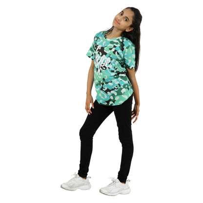 Teal - Side - Hype Girls Leopard T-Shirt