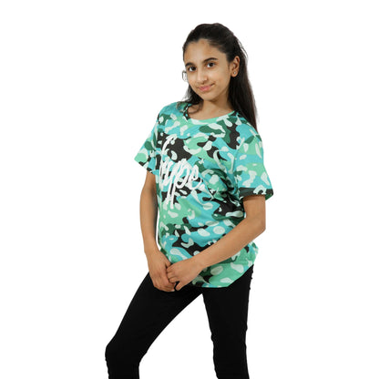 Teal - Front - Hype Girls Leopard T-Shirt
