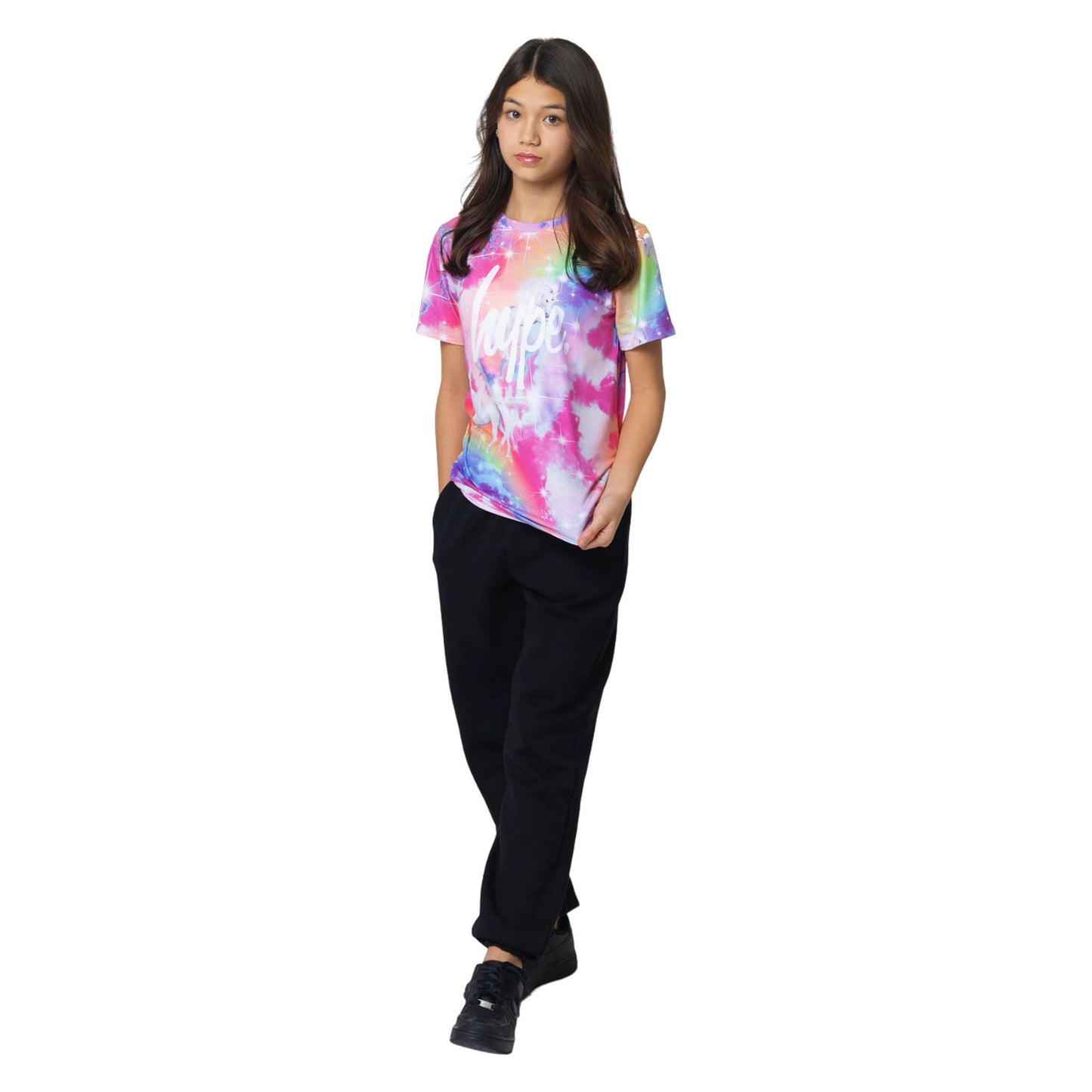 Multicoloured - Side - Hype Girls Rainbow Unicorn Sparkle T-Shirt