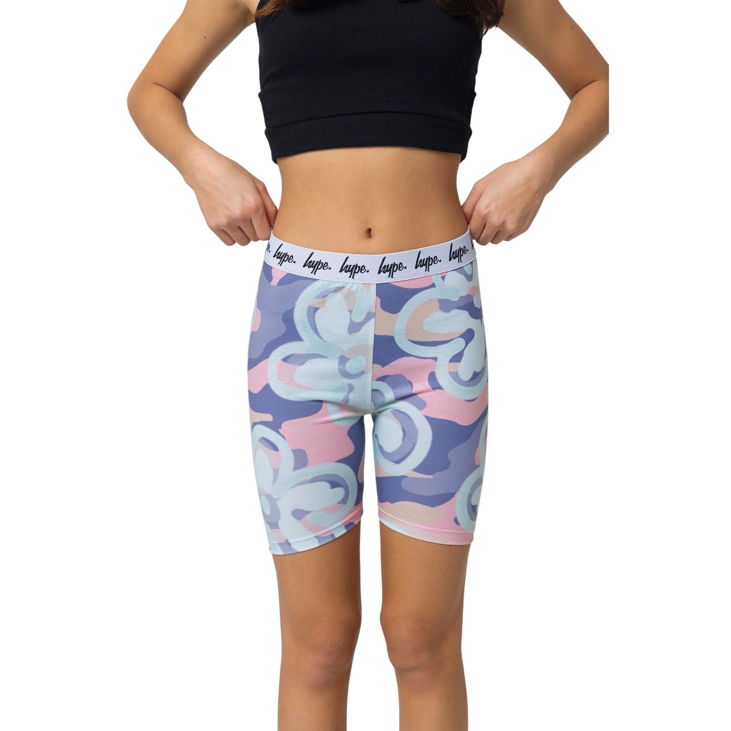 Multicoloured - Front - Hype Girls Camo Floral Cycling Shorts