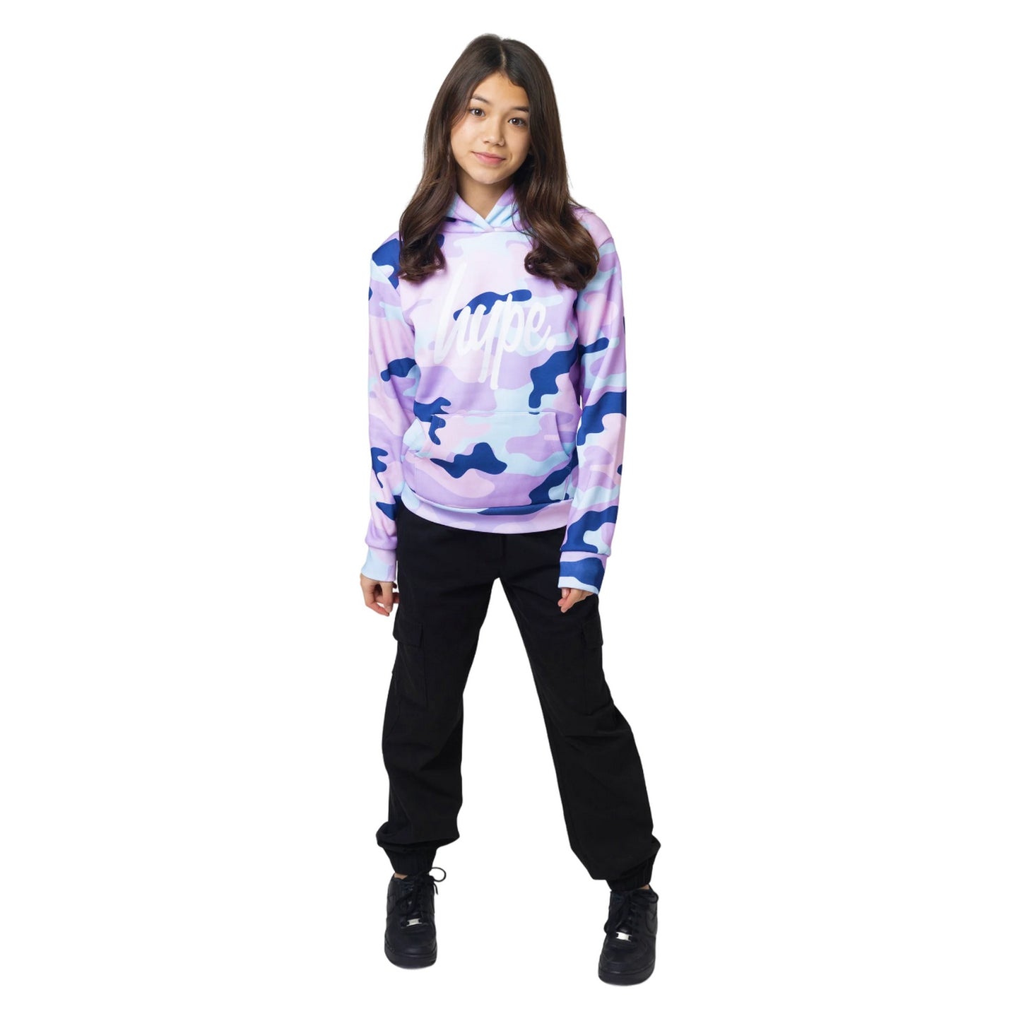 Multicoloured - Side - Hype Girls Evie Camo Hoodie