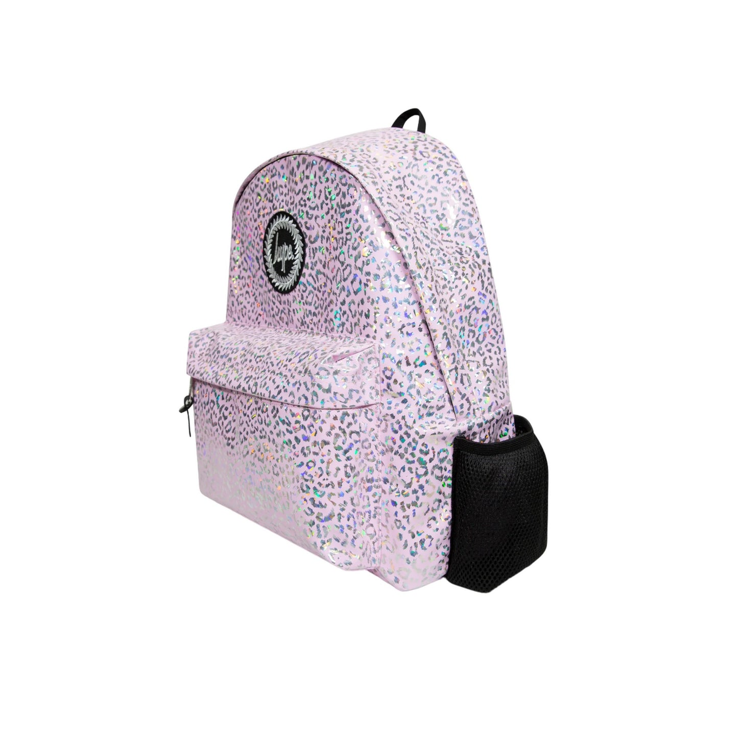 Pink - Side - Hype Holographic Leopard Backpack