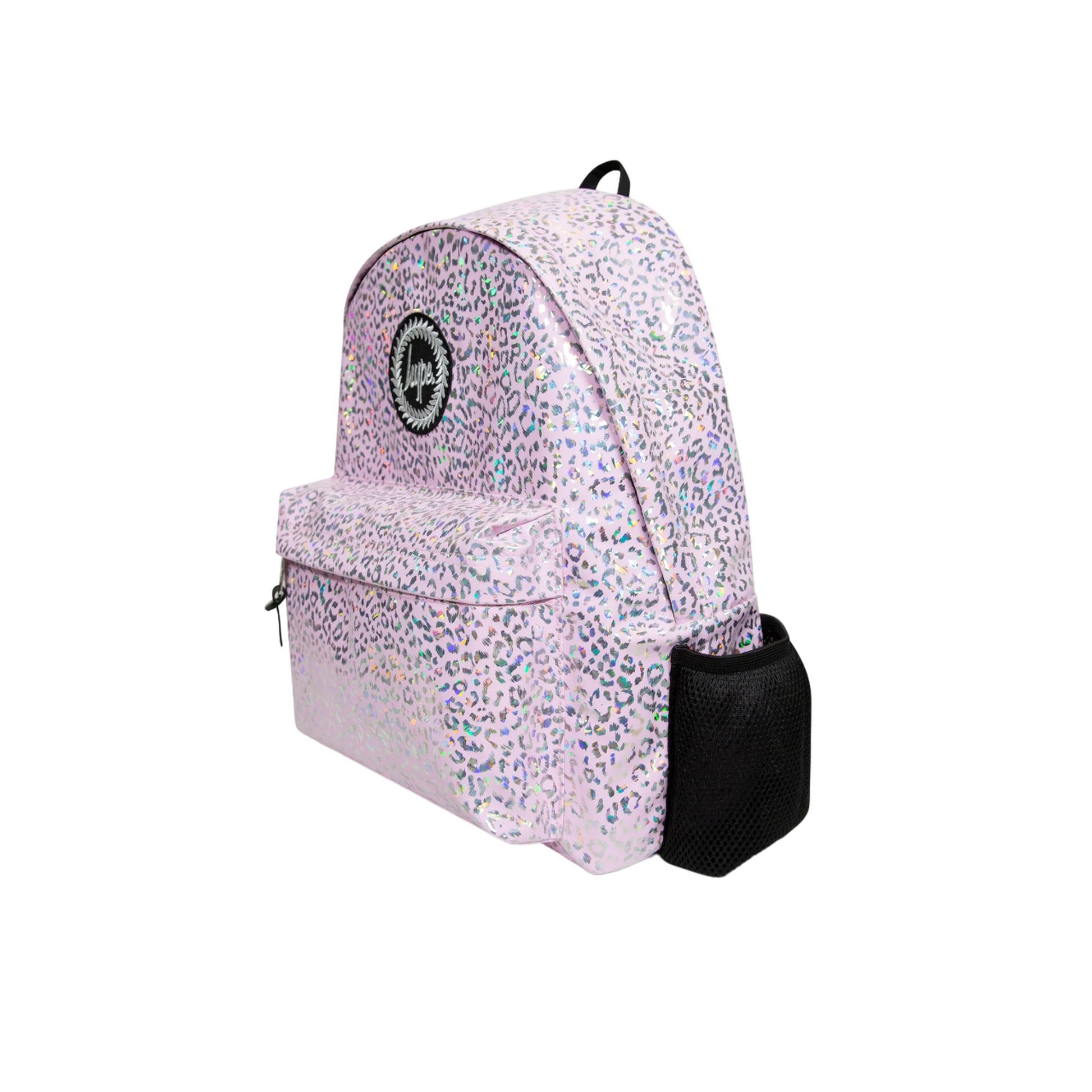 Pink - Side - Hype Holographic Leopard Backpack
