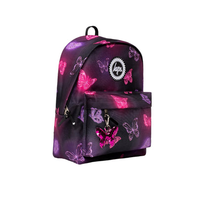 Pink-Purple - Side - Hype Chrome Glow Butterflies Backpack
