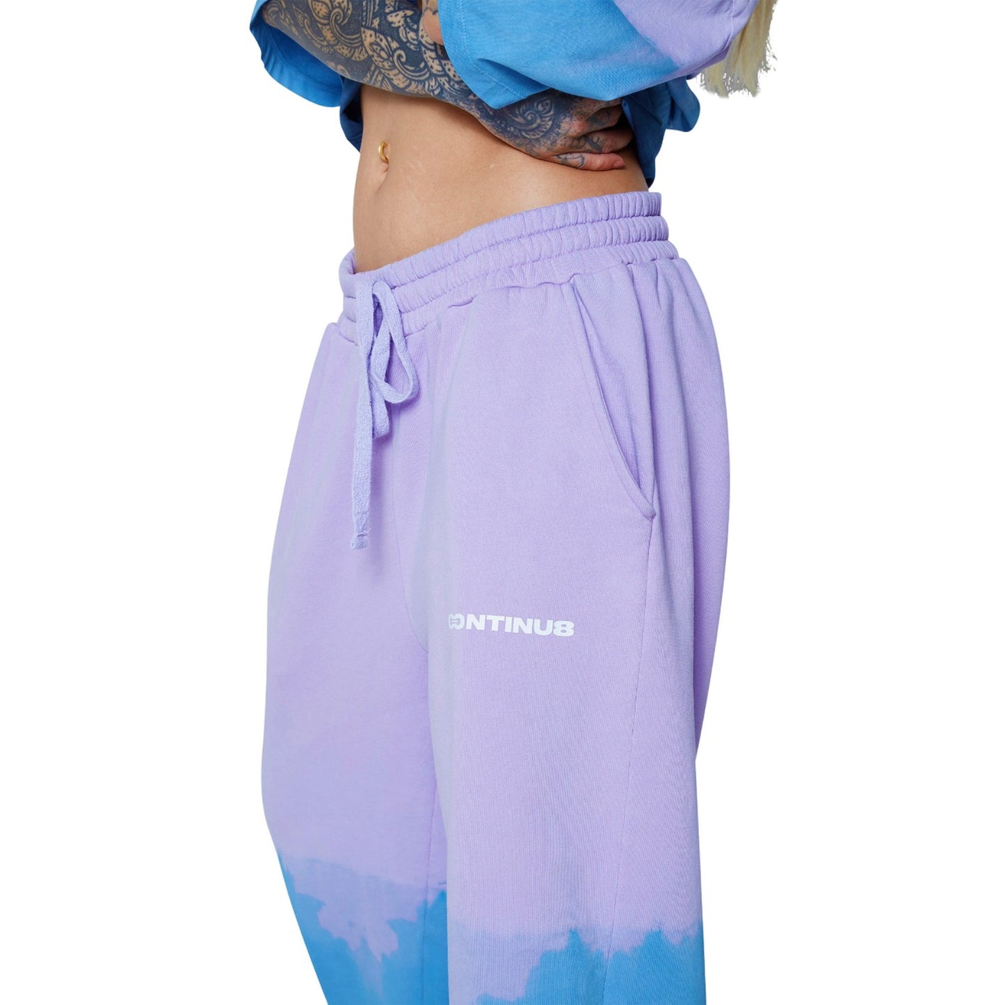 Purple-Blue - Back - Hype Unisex Adult Tie Dye Continu8 Boxy Jogging Bottoms
