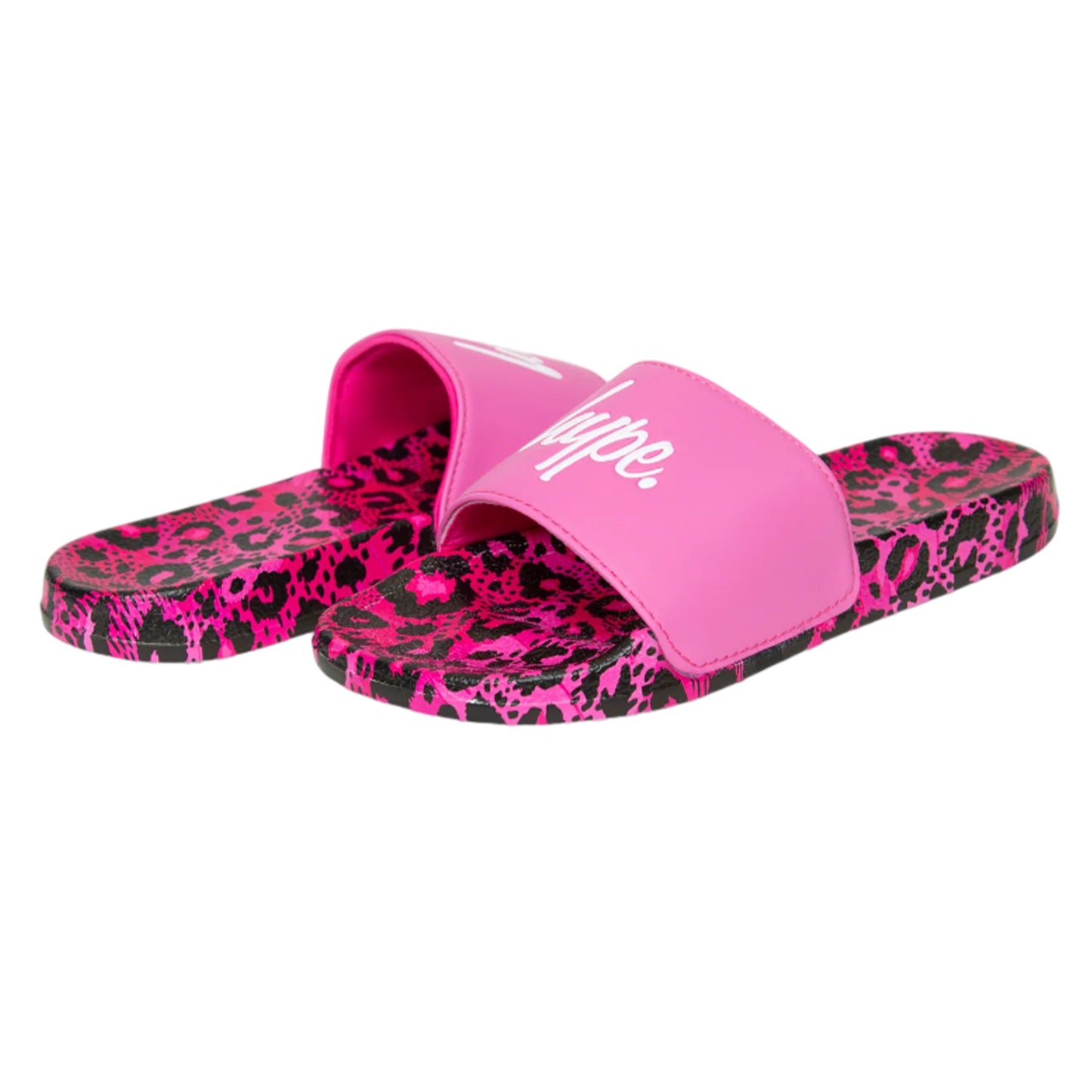 Pink - Back - Hype Girls Leopard Script Sliders