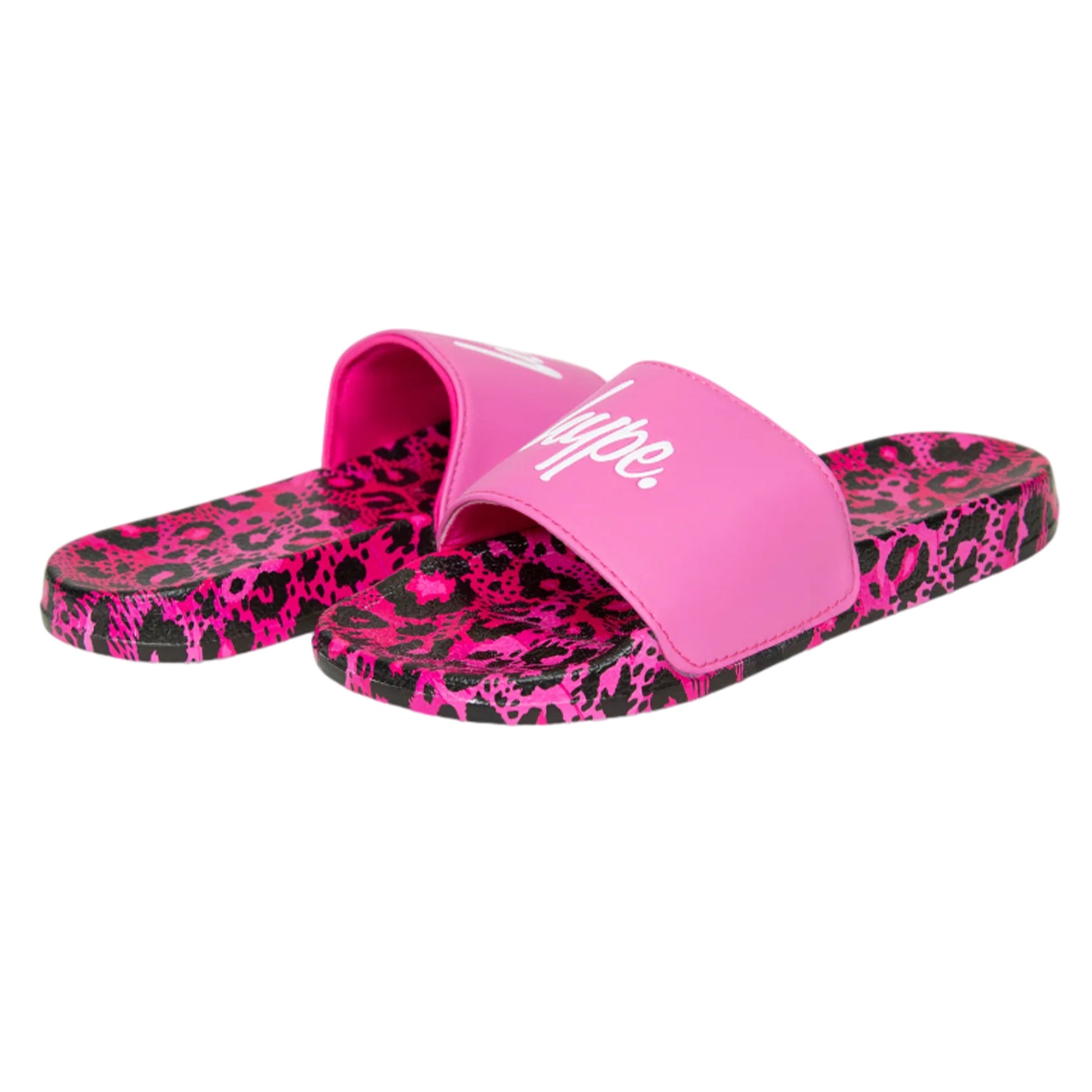 Pink - Back - Hype Girls Leopard Script Sliders